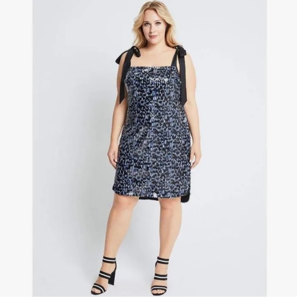 ✨ InLove by Marina Bulatkina Blue & Black Monaco Sequin Party Dress made in NYC